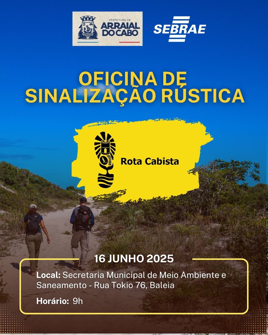 Rota Cabista terá Oficina de Sinalização Rústica em Arraial do Cabo