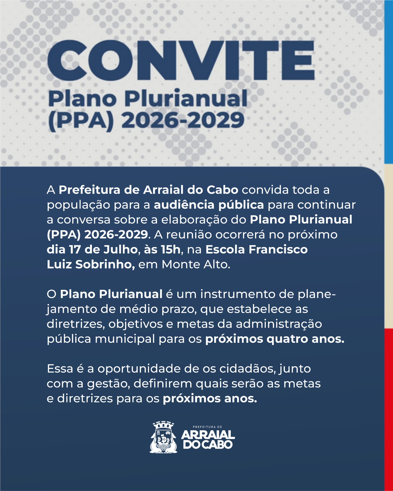 Prefeitura de Arraial do Cabo dá continuidade às audiências públicas para elaboração do PPA