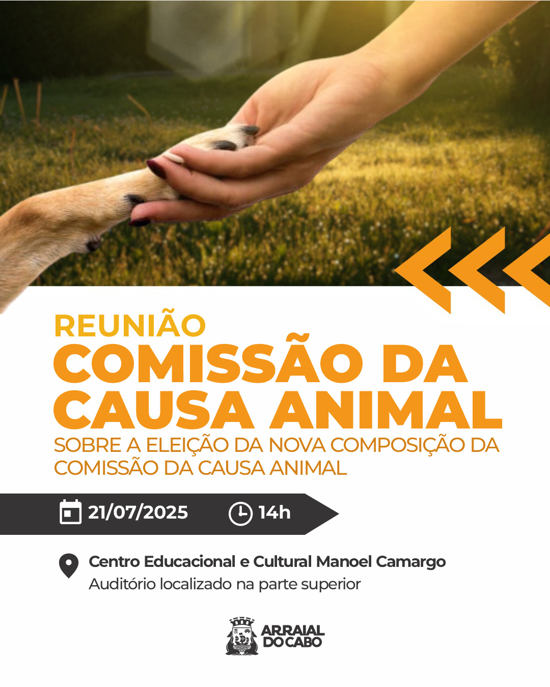 Arraial do Cabo convoca população e entidades para Reunião da Comissão da Causa Animal