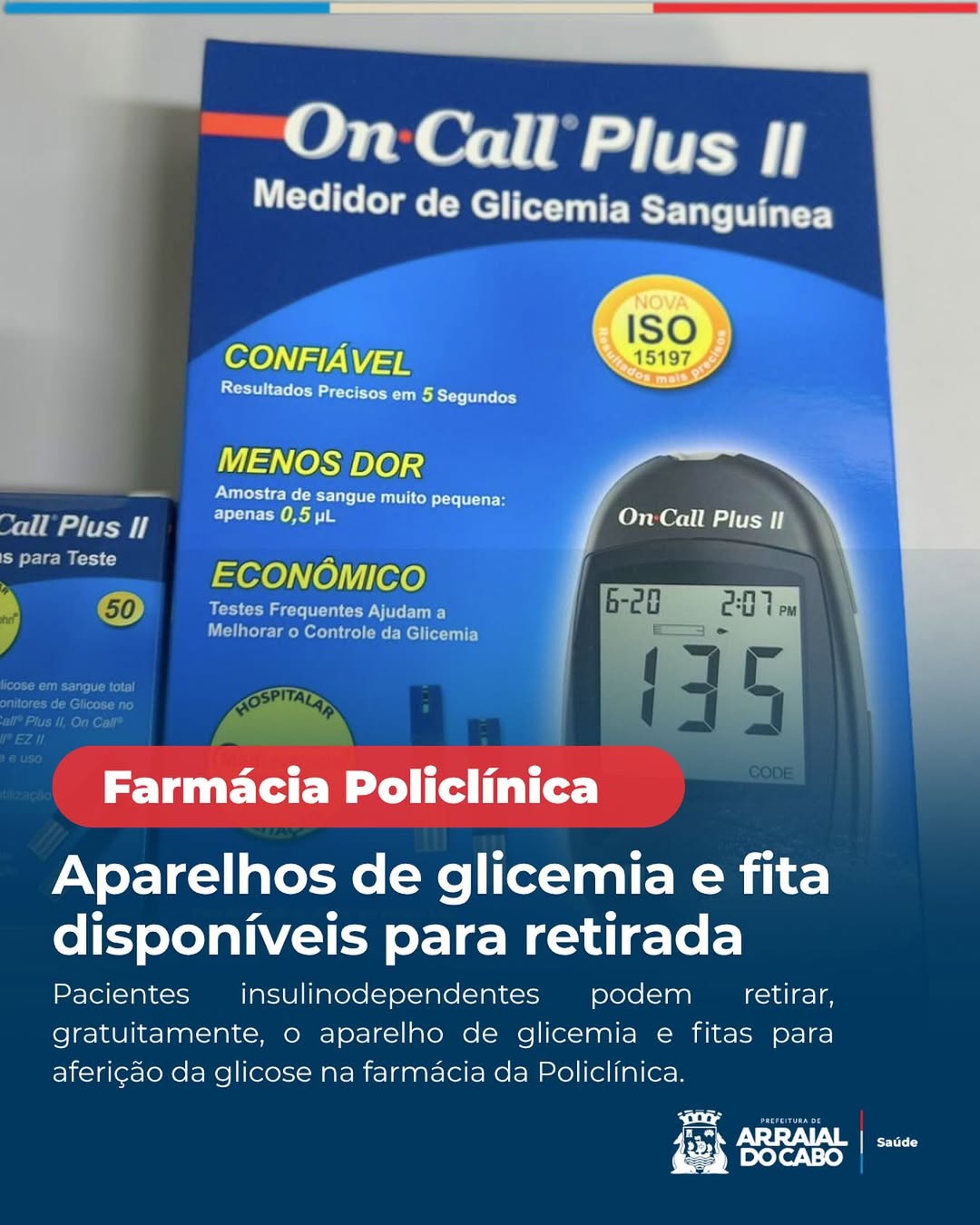 Pacientes já podem retirar aparelho de glicemia gratuitamente em Arraial do Cabo