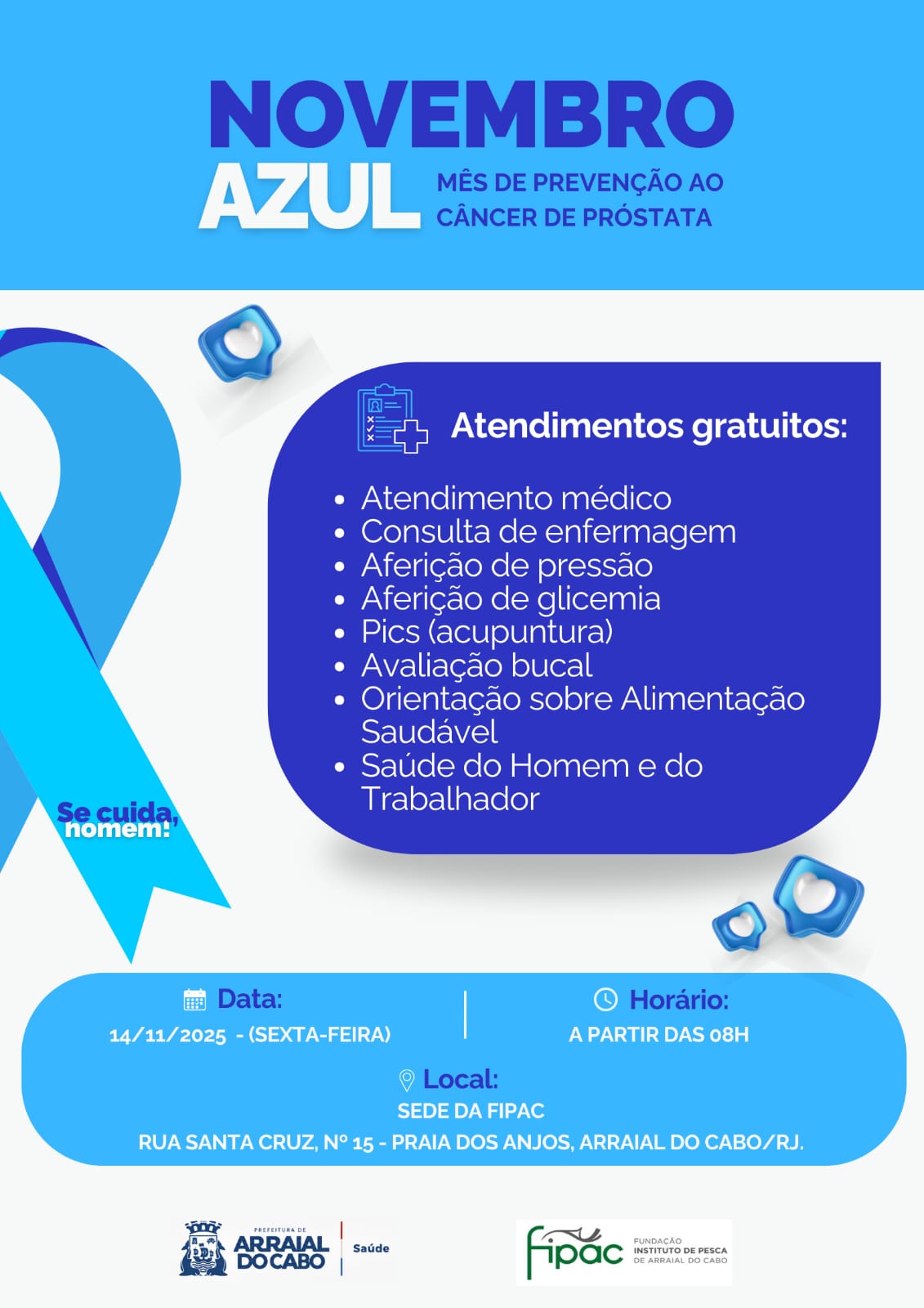 FIPAC realiza ação do Novembro Azul com diversos atendimentos gratuitos para os pescadores do município 