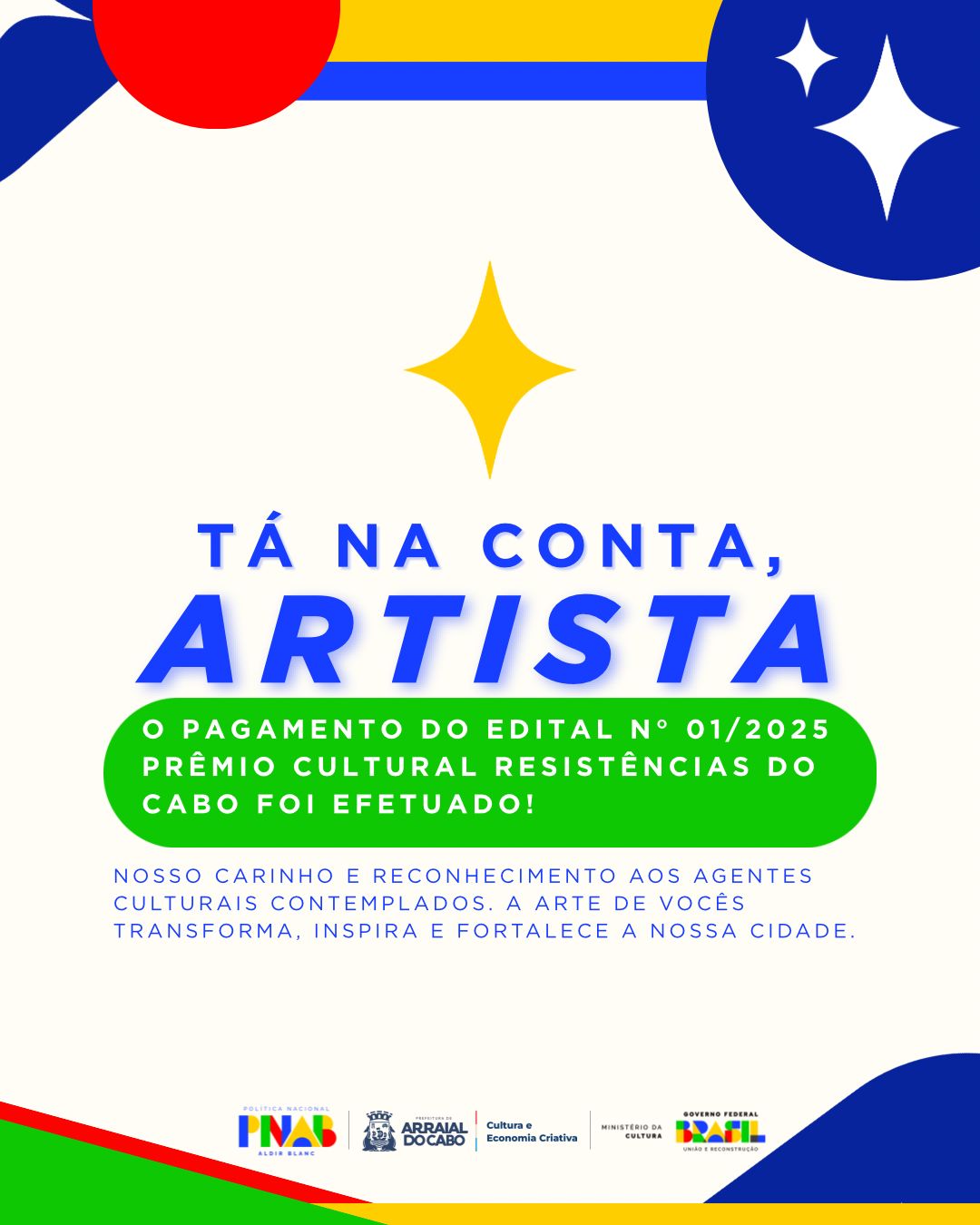 Prefeitura de Arraial do Cabo realiza pagamento do Prêmio Cultural Resistências do Cabo