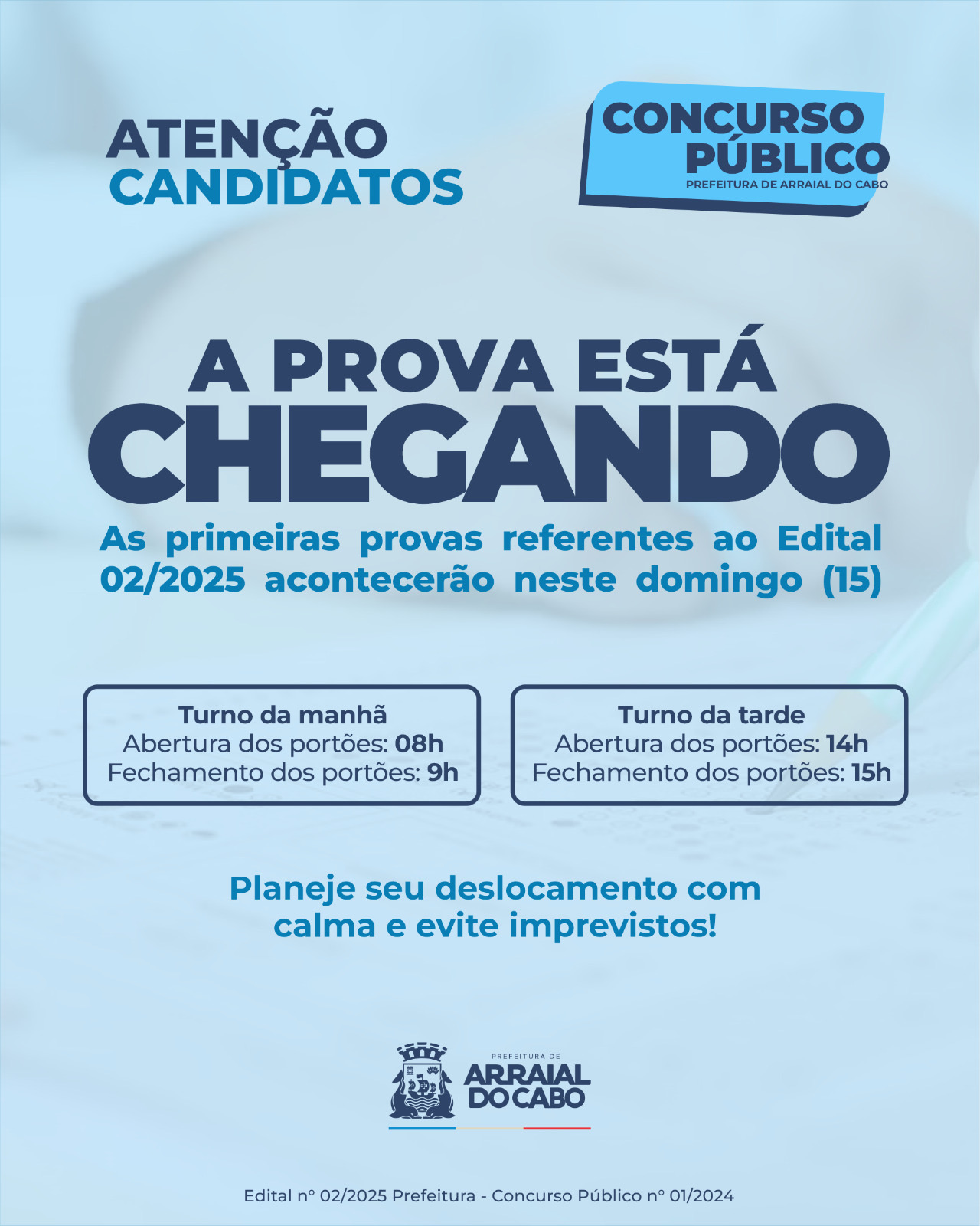 Segundo edital do Concurso Público n° 01/2024 tem provas aplicadas em Arraial do cabo neste domingo (15)